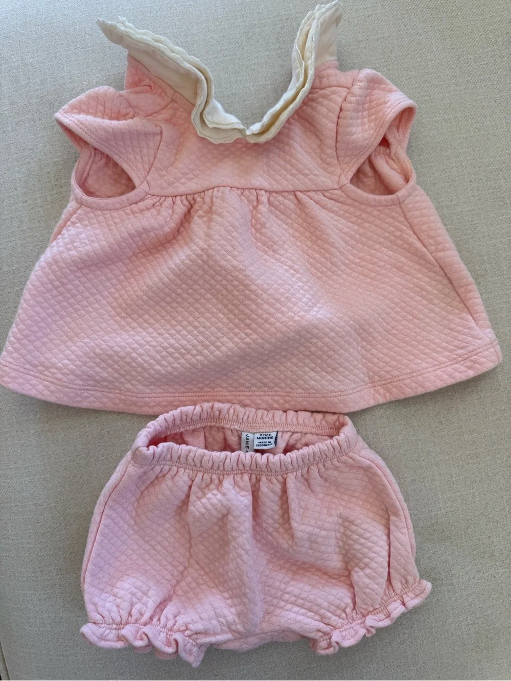 janie and jack Baby Pink Quilted Two-Piece Set with Ruffle Collar